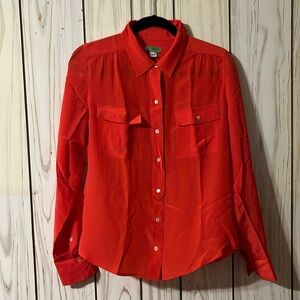 JCrew persimmon red silk blouse